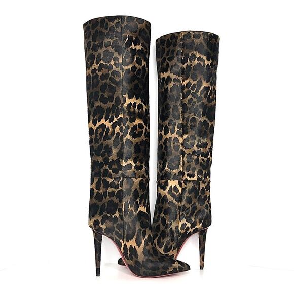 NEW Christian Louboutin Astrilarge Botta 100 Pony Kitty Pointed Toe Boots 36 - Picture 3 of 8